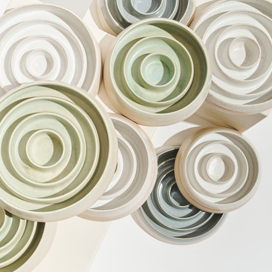 Schlingnapf handgefertigt | Keramik weiss